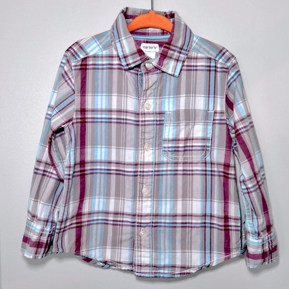 Boys 2T Plaid Button Up Shirt Set 3 Cotton Carter’s Children’s Place Kids R Us